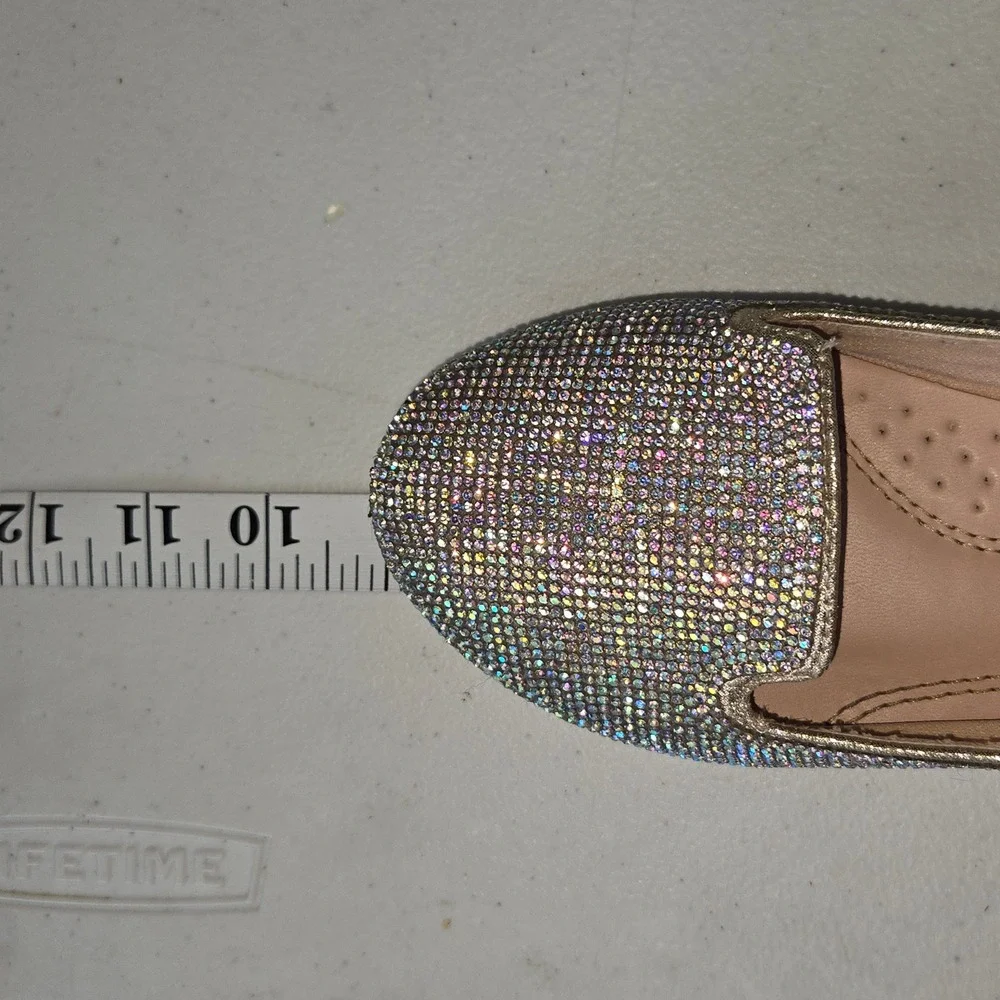 Link Comfort Women Size 4 Gold Rhinestone Sparkle Ballet Flats Slip On Loafers